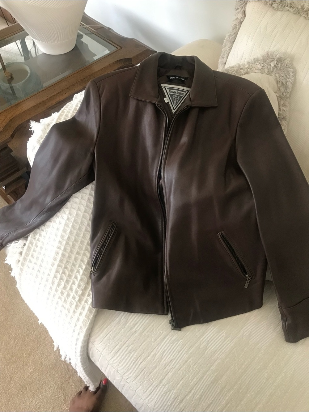 Marvin Richards Dark Brown Leather Bomber Jacket
